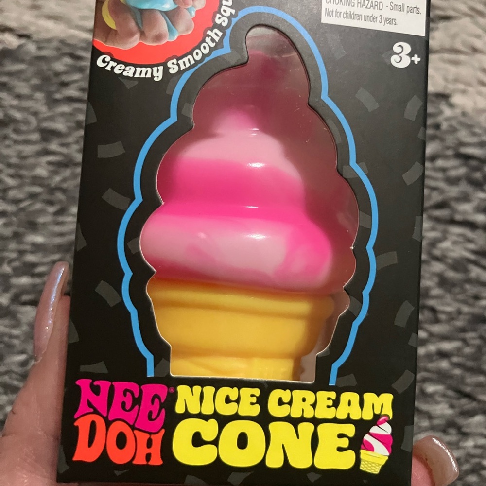 Nee Doh Nice Cream Cone Squishy - Pink, White & Yellow